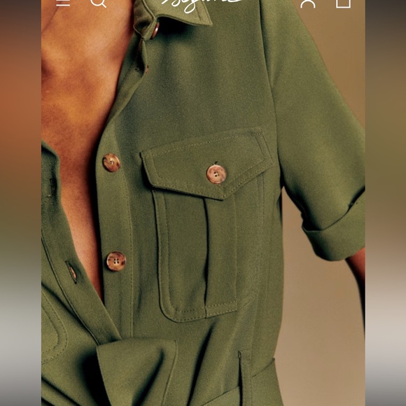 Sezane Raquel dress olive green size 10 - Picture 2 of 11